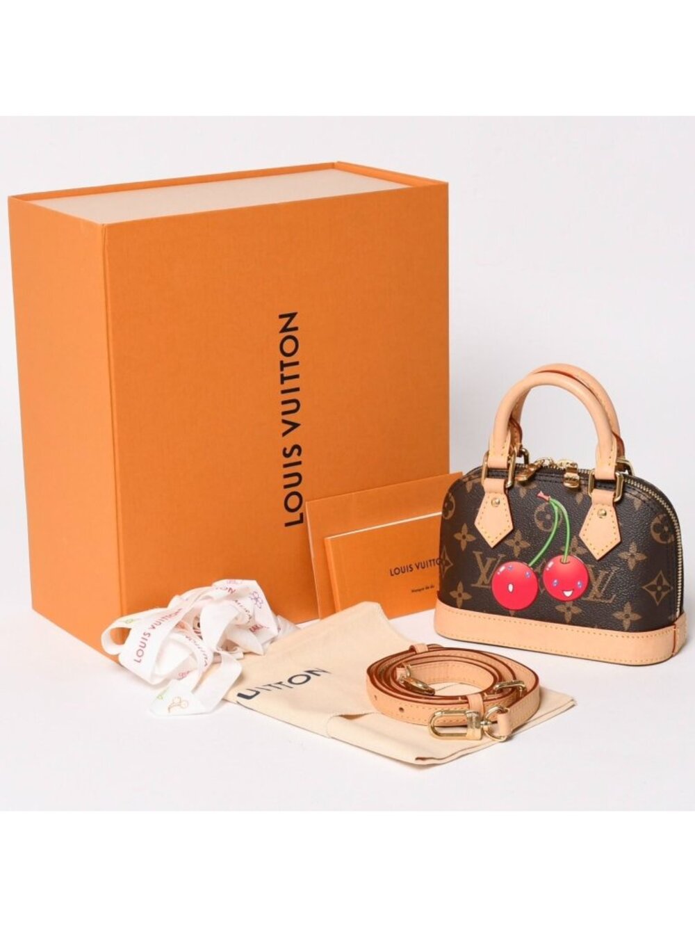 Louis Vuitton Monogram Canvas Cherry TM Nano Alma 2-Way Shoulder Bag Brown Gold